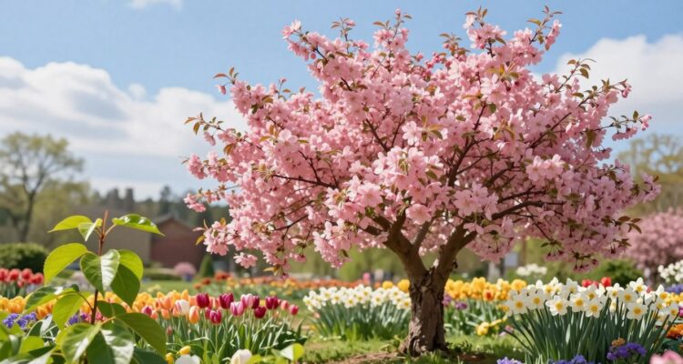 Drzewko kwitnące na różowo