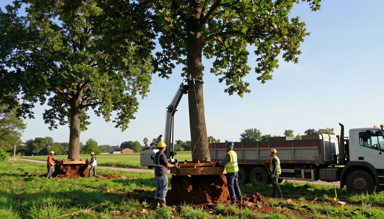 Przesadzanie dużych drzew